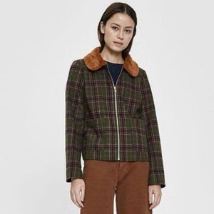 Stelen Need Supply Plaid Jacket with Faux Fur Collar